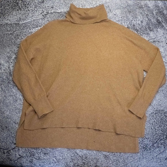 Banana Republic Womens Sweater Xl Cashmere Turtleneck Knit Camel Quiet Luxury - Picture 8 of 14